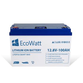 Ecowatt LiFePO4 Lithium Smart BMS Accu 12.8v 100ah